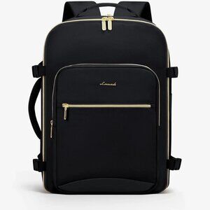 LoveVook 50L Freyja Laptop Travel Backpack, 17.3", Black/Gold